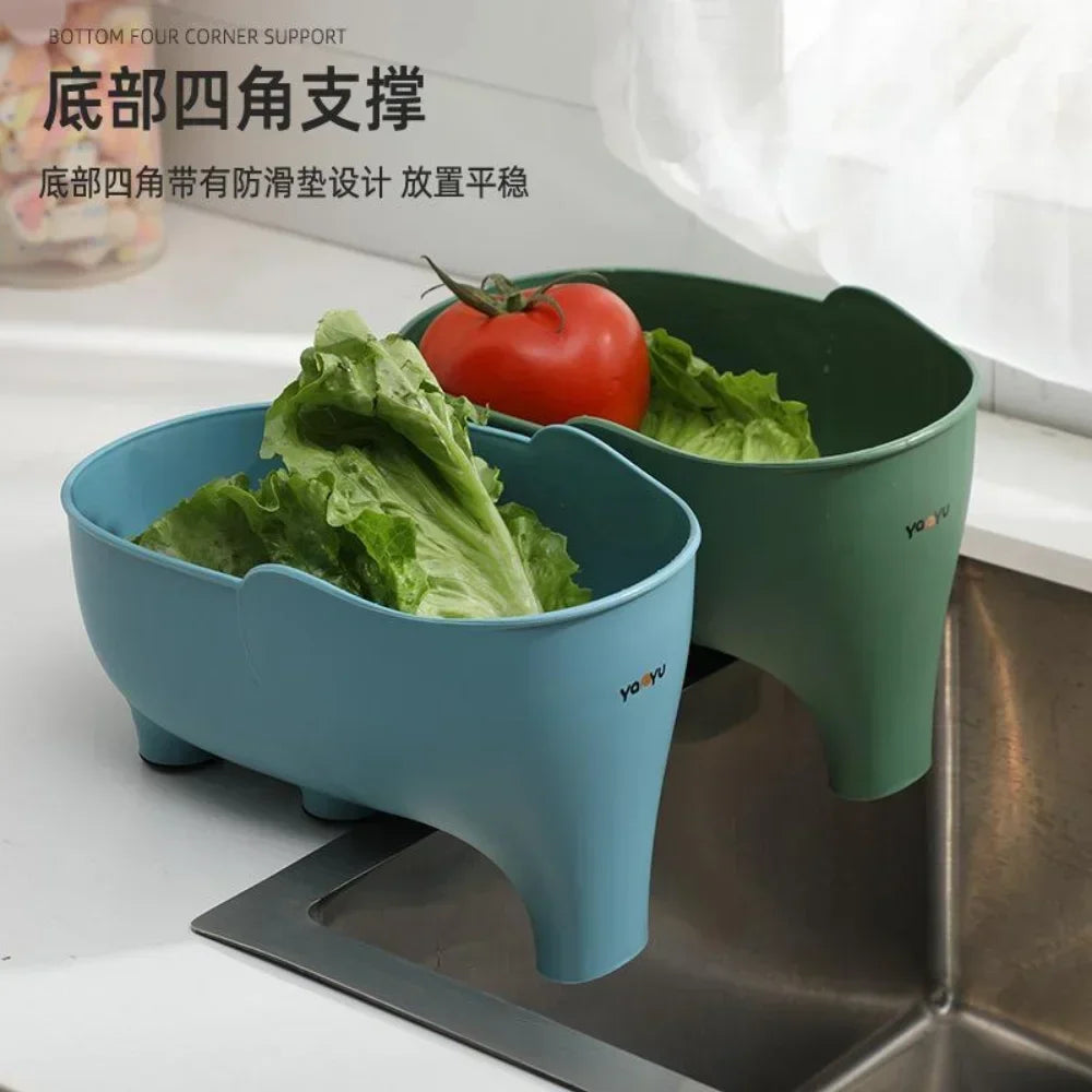Elephant Sink Strainer Drain Basket – Fruit & Veggie Washer Sink Strainer Basket Qme