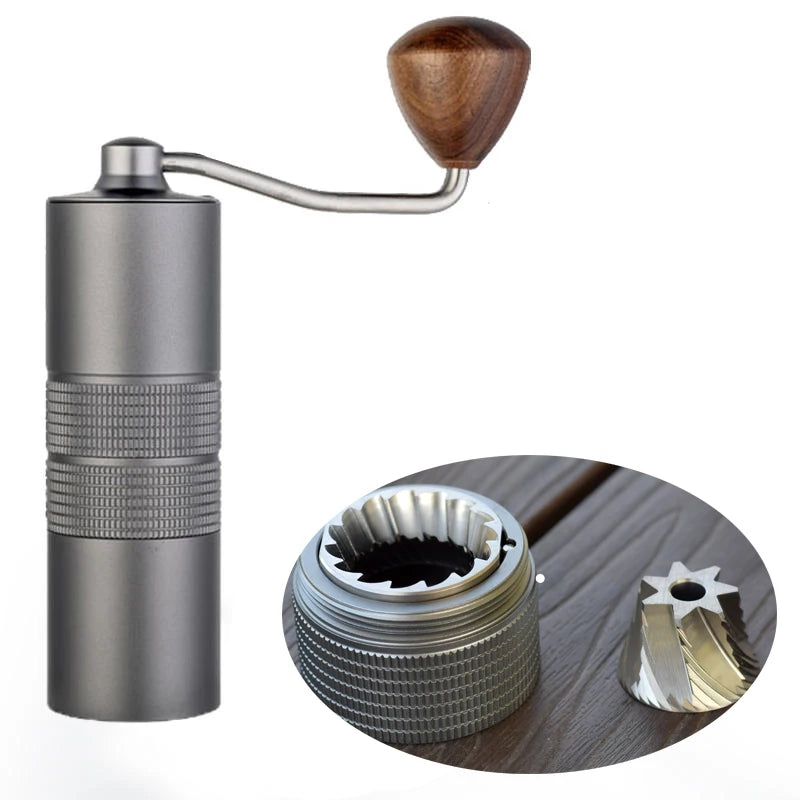 JAFFEE J0/J1 Manual Coffee Grinder – 38mm Burr, 3 Bearings Manual Coffee Grinder Qst J1 with 7core burr