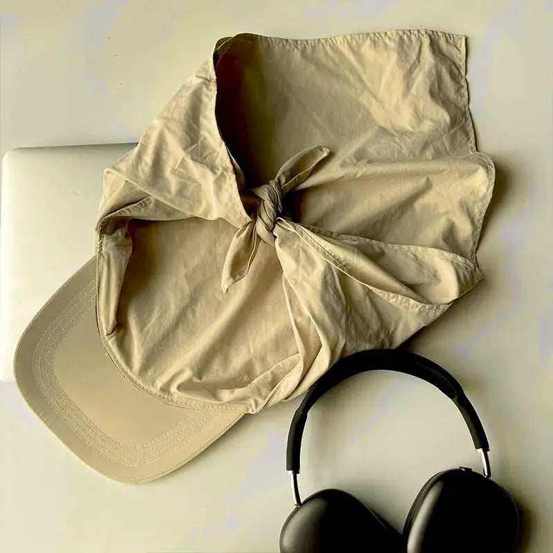 Women's Lace-Up Headscarf Baseball Cap – Trendy Sun Hat Women's Sun Hat Qst Khaki