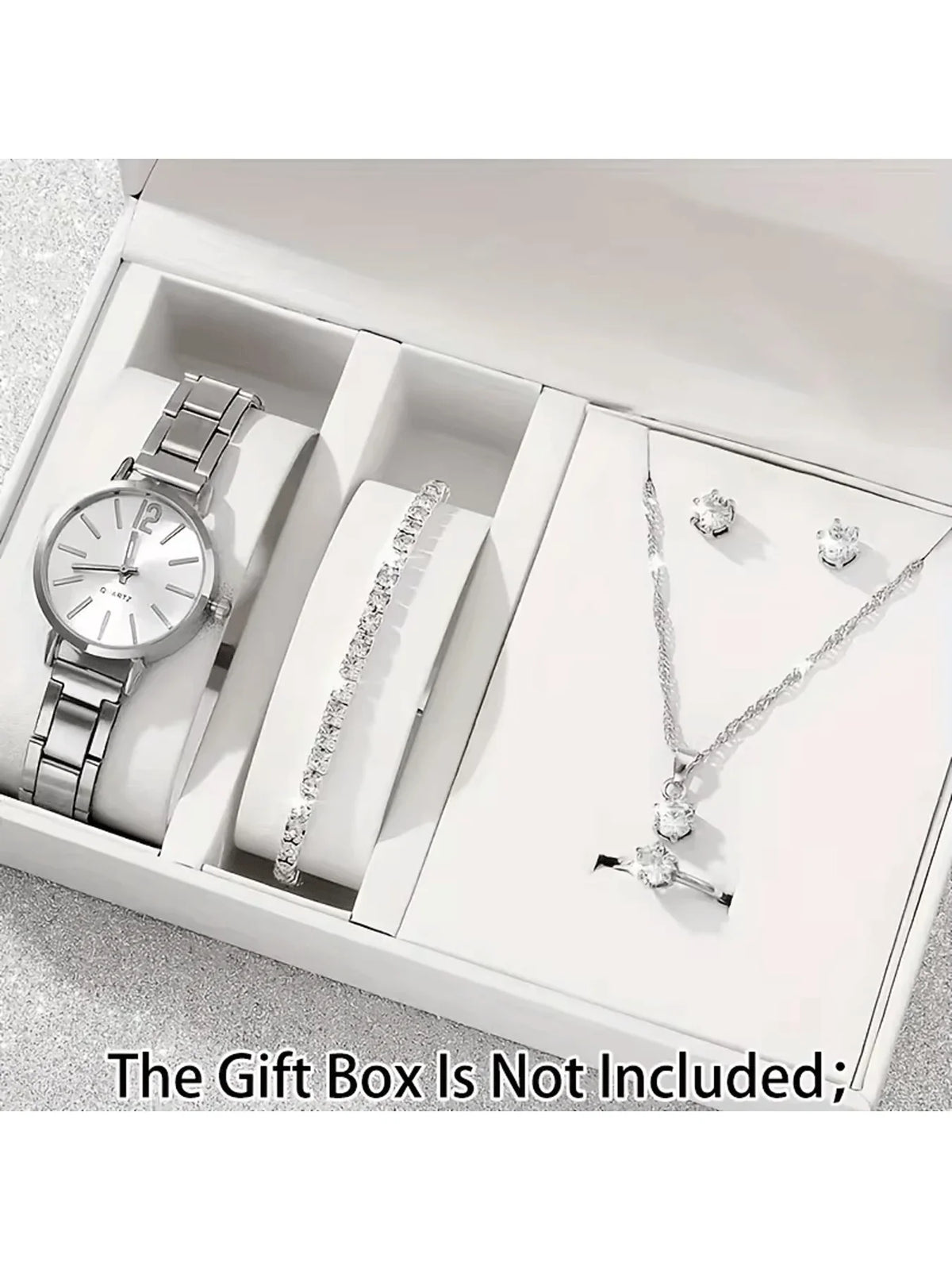6-Piece Women's Quartz Watch Set – Casual & Stylish Women's Watch Set Qme Silver No