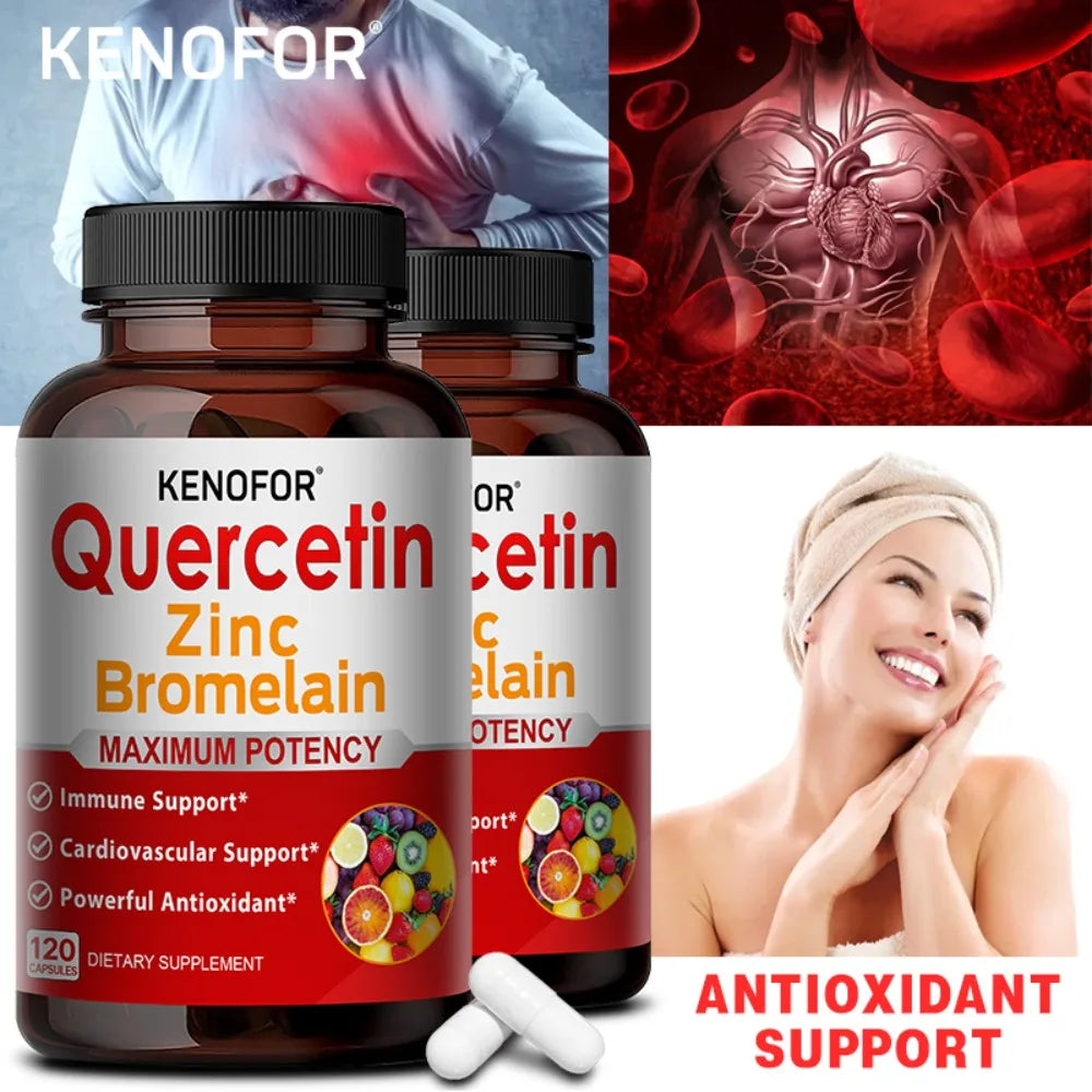 Zinc Quercetin Bromelain Supplement – 120 Capsules Dietary Supplement Qst