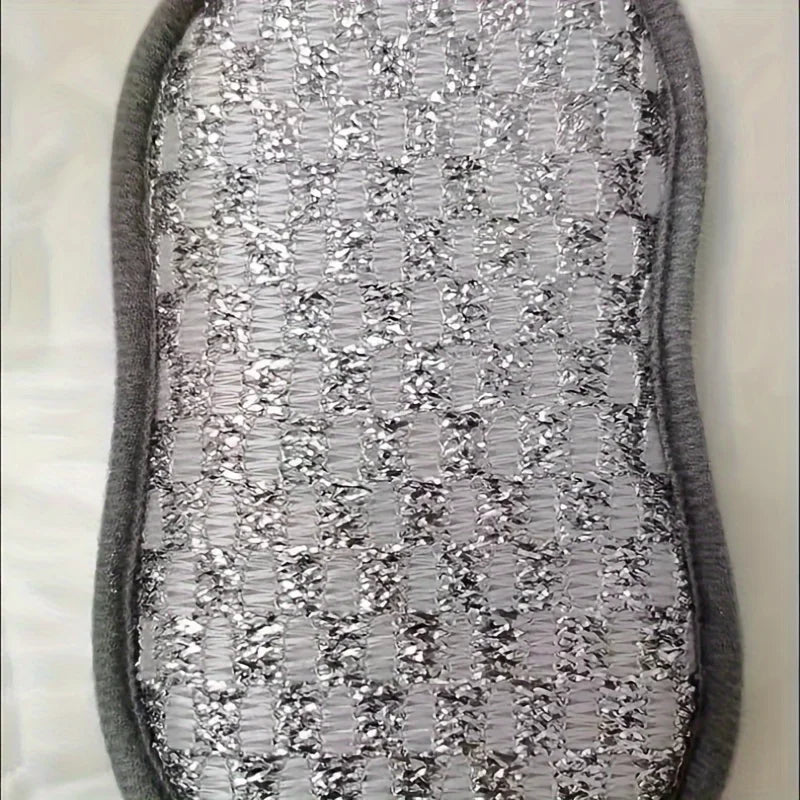 Double-Sided Silver Wire Sponge Block – Reusable Kitchen Scrubber Kitchen Sponge Scrubber Qme