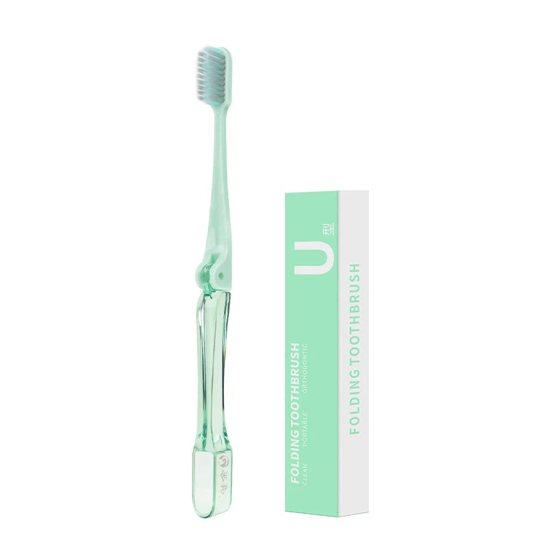 Silver Ion Folding Orthodontic Toothbrush – U-Shape Soft Bristle Orthodontic Toothbrush Qst Green