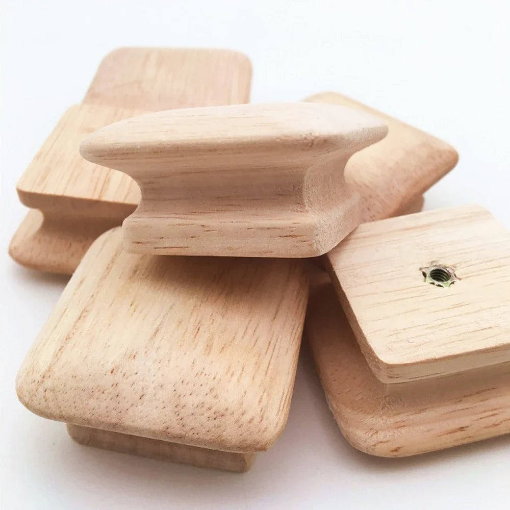 Square Natural Wood Drawer Knobs – Cabinet Pulls Set of 10 Cabinet Knobs Qme