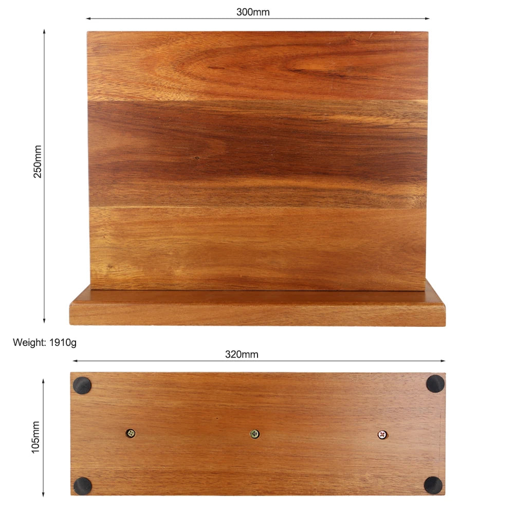 Magnetic Knife Block Holder – Acacia Wood Double-Sided Rack Magnetic Knife Block Qst