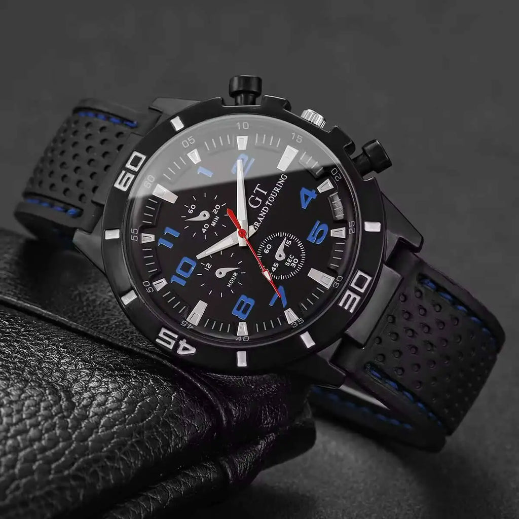 Men's Casual Quartz Watch | Silicone Band Car-Line Design Men's Quartz Watch Qme
