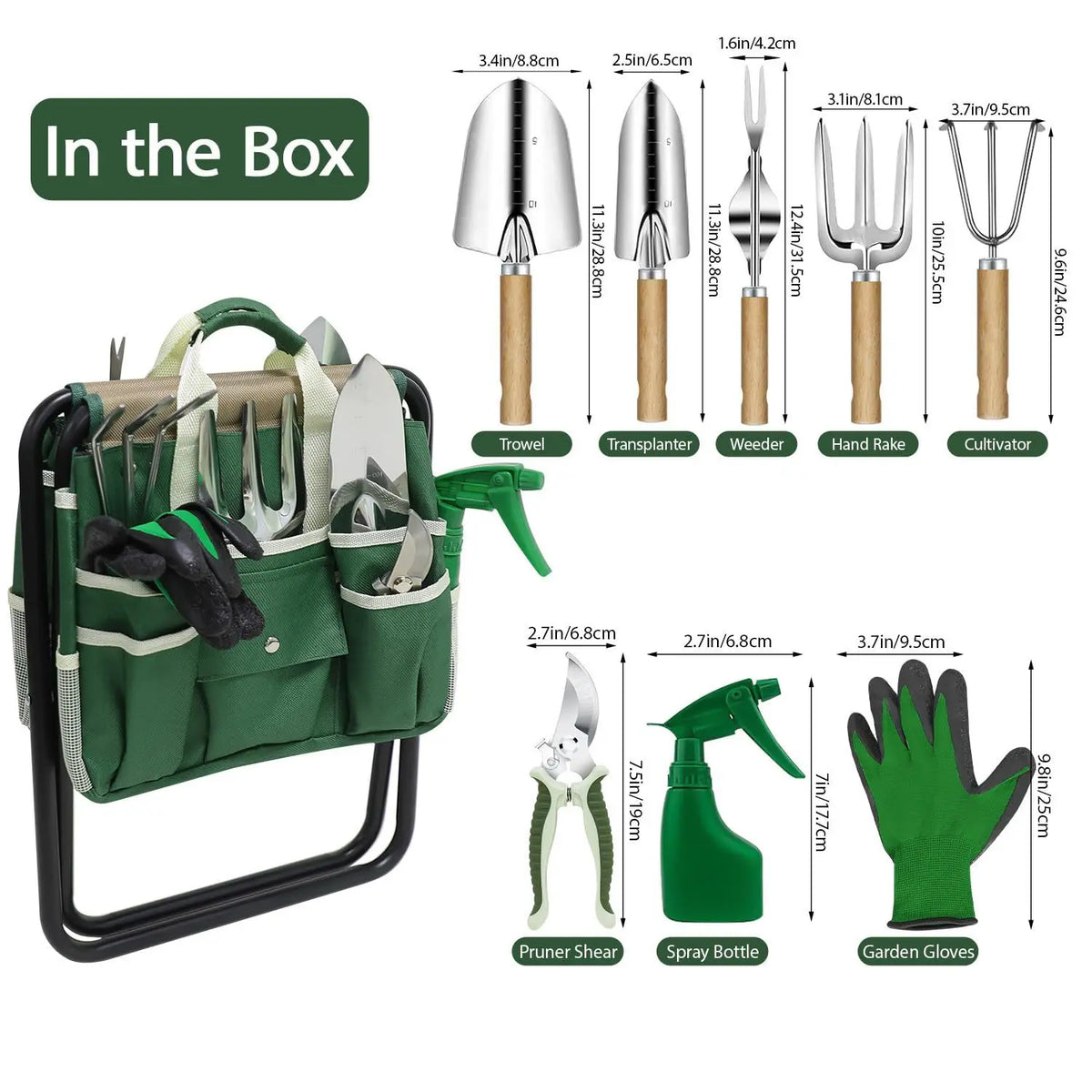 10-Piece Garden Hand Tool Set with Oxford Carry Tote Bag Garden Tool Set Qst