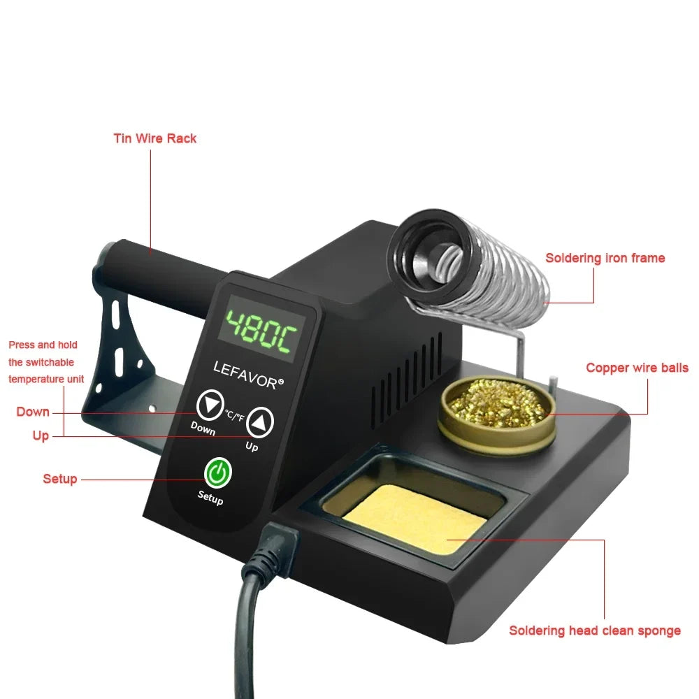 60W Digital Soldering Iron Station – LED Display & PID Control Soldering Iron Station Qme