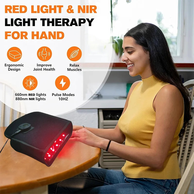 LED Red Light Therapy Glove 660nm & 850nm Infrared Hand Pad Red Light Therapy Device Qst