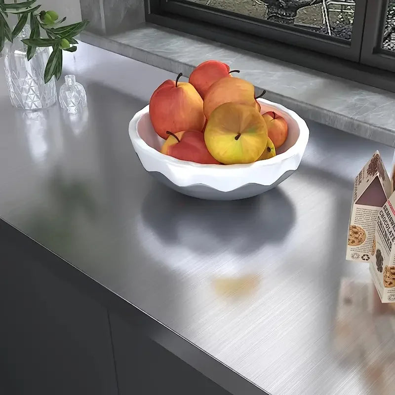 Brushed Silver Metal Contact Paper – Waterproof Kitchen Wall Sticker Wall Contact Paper Qme