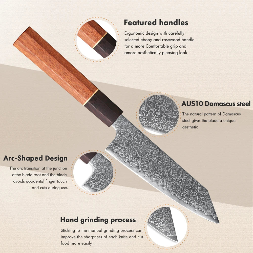 SHENGSHARP 5" Damascus Steel Utility Knife – Japanese Handle Kitchen Utility Knife Qst