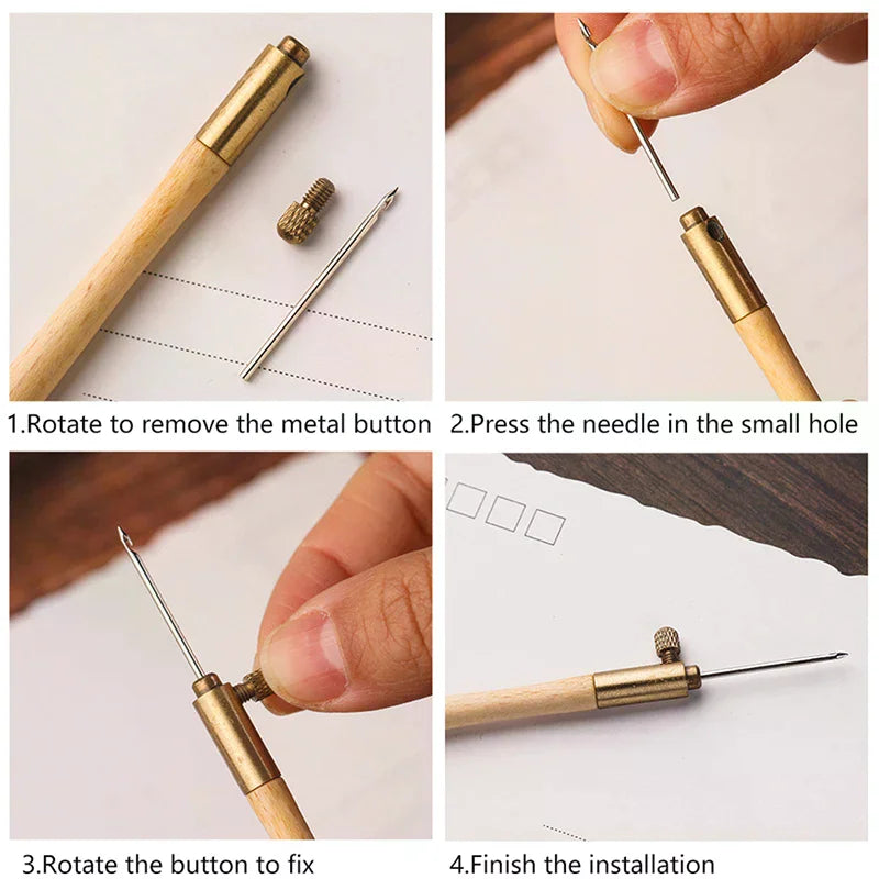 DIY Punch Needle Embroidery Set – Wooden Handle & 3 Needles Punch Needle Embroidery Set Qme