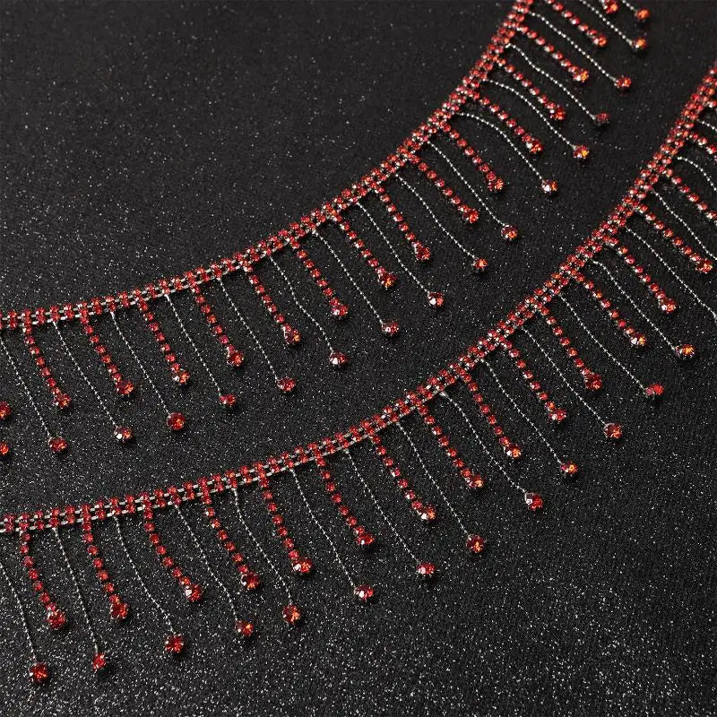 Rhinestone Fringe Trim Crystal Tassel Chain – DIY Sewing Rhinestone Fringe Trim Qst B