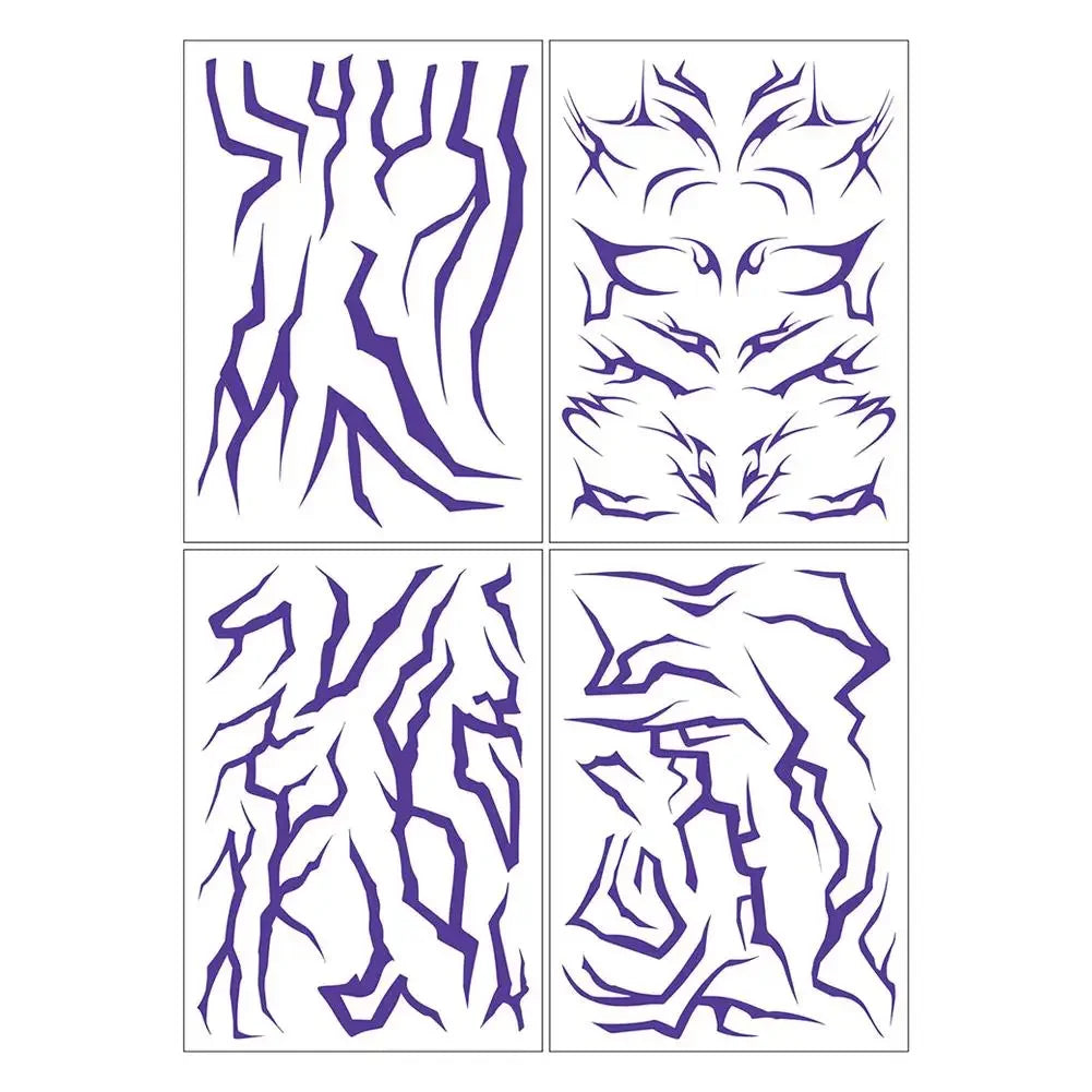 Purple Bold Temporary Tattoo Sheet for Cosplay & Makeup Art Temporary Tattoo Sheet Qme 02 China