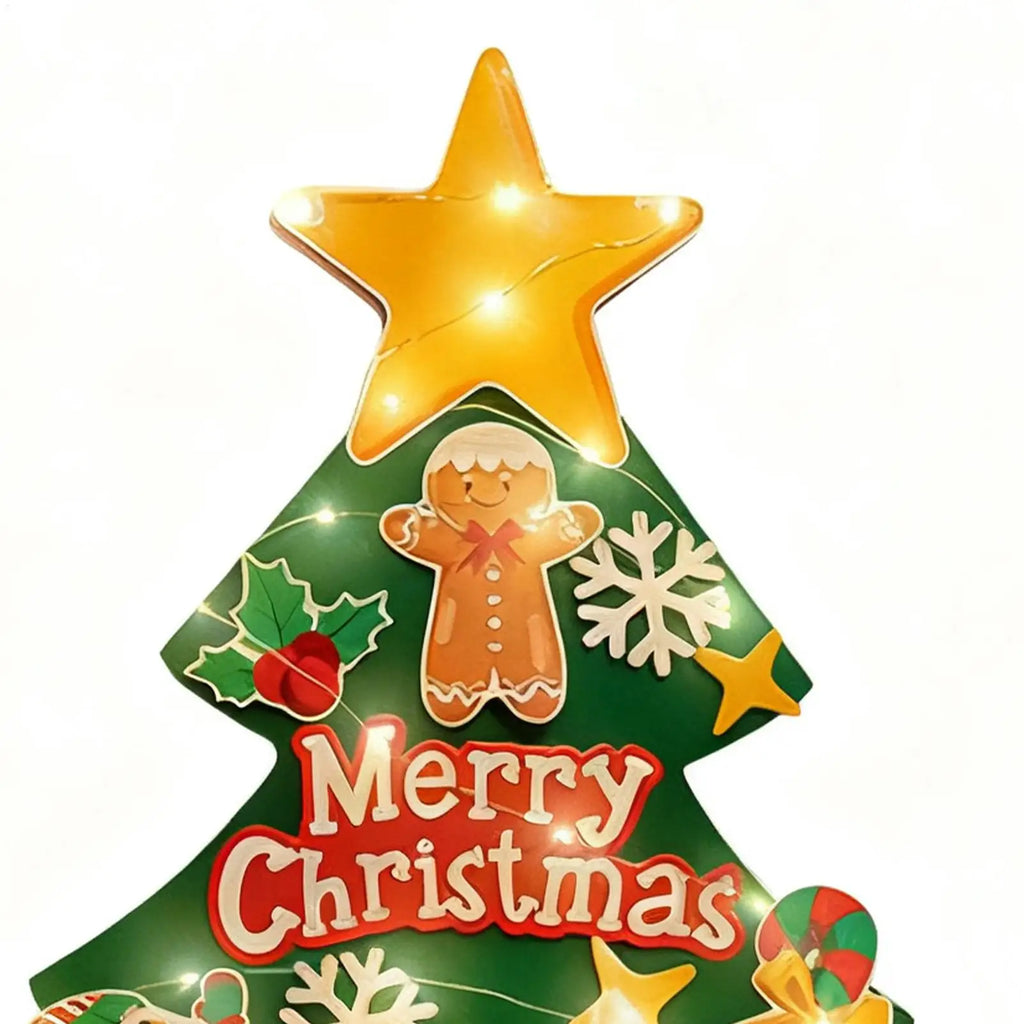Felt Christmas Tree Wall Décor for Kids with 9.8ft LED Lights Christmas Wall Decoration Qme