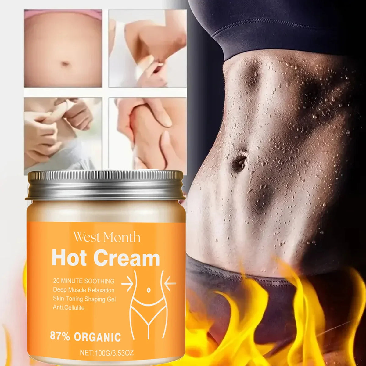 Organic Anti-Cellulite Thermal Slimming Massage Cream | Ginger & Grapefruit Slimming Massage Cream Qme