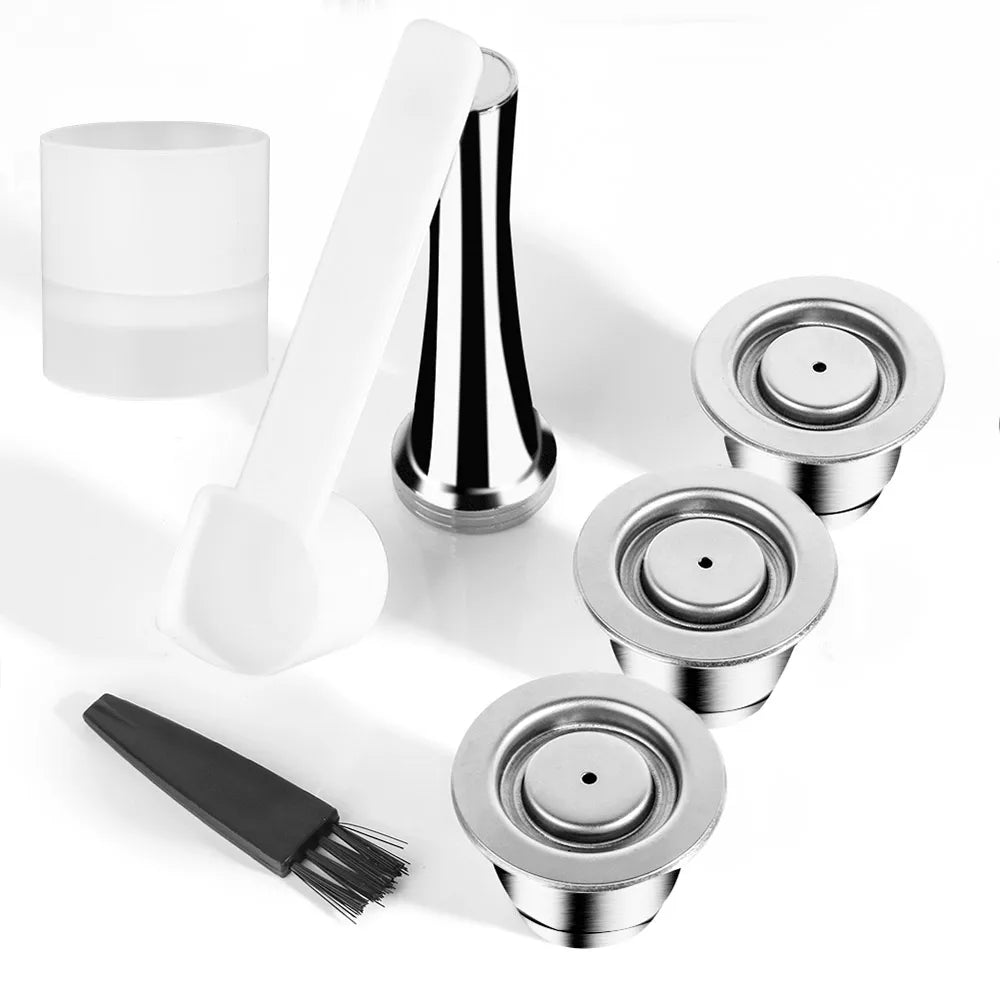 Reusable Stainless Steel Nespresso Pods + Tamper & Dosing Ring Refillable Coffee Pods Qst 3pod t d