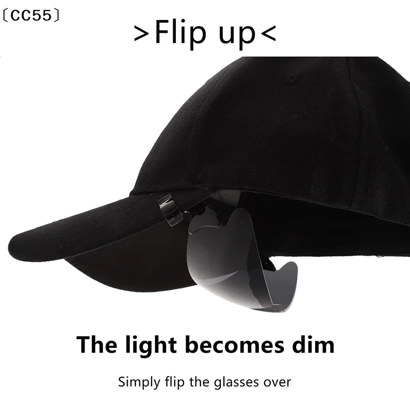 Flip-Up Clip-On Cap Sunglasses – UV & Polarized Sports Visor Clip-On Sunglasses Qst