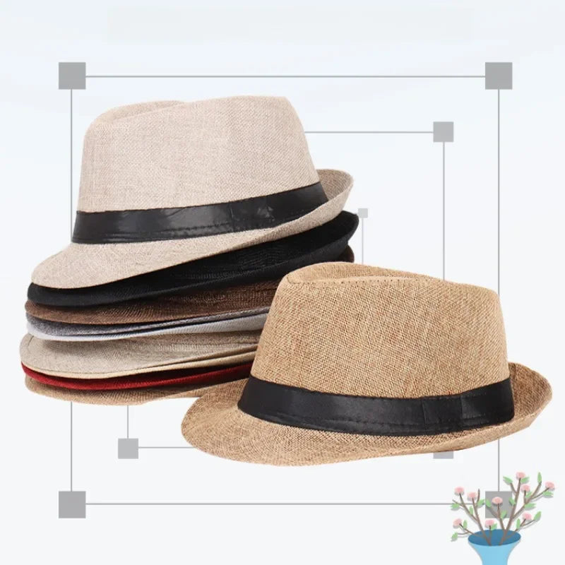 British Jazz Hat | Linen Cotton Casual Gentleman's Sun Hat Jazz Sun Hat Qme