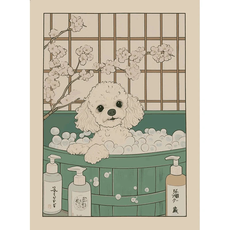 Japanese Bathroom Cute Animals Canvas Wall Art Poster Unframed Canvas Wall Art Qst ZWD31089 50x70cm Unframed