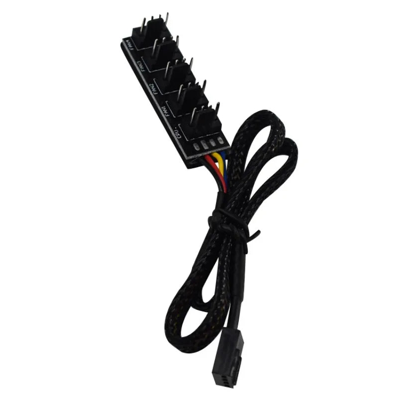 1-to-5 4-Pin PWM CPU Fan Braided Cable Hub Splitter | Qme Fan Cable Splitter Qme