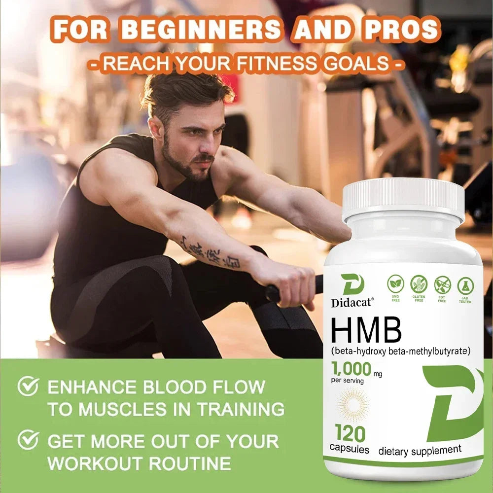 HMB 1000mg Muscle & Energy Supplement – Non-GMO, Gluten Free Sports Supplement Qst