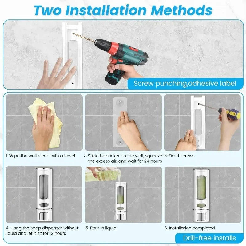 Wall Mounted Liquid Soap Dispenser – Refillable ABS Pump Soap Dispenser Qme