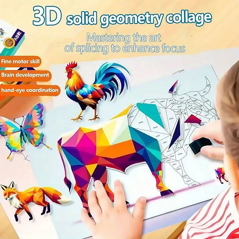 3D Animal Jigsaw Puzzle Stickers – DIY Collage Art Set DIY Craft Sticker Set Qme