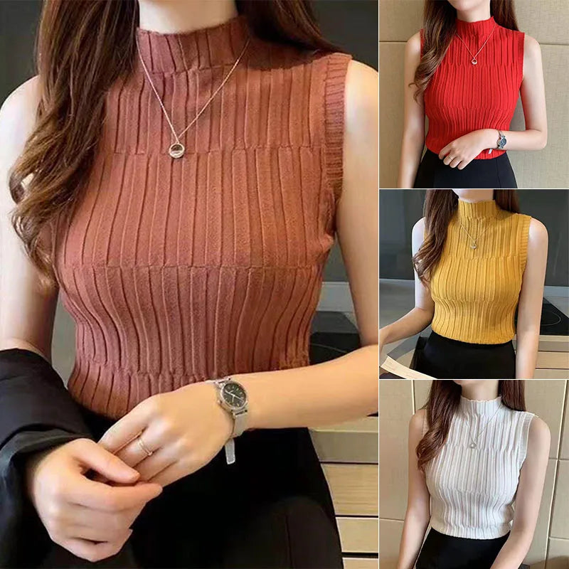 Women's Ribbed Halter Crop Tank Top | 8 Colors | One Size Halter Crop Tank Top Qme