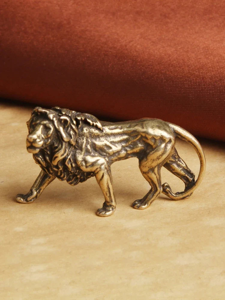Pure Copper Lion King Miniature Figurine | Desk Décor Copper Figurine Qme one size
