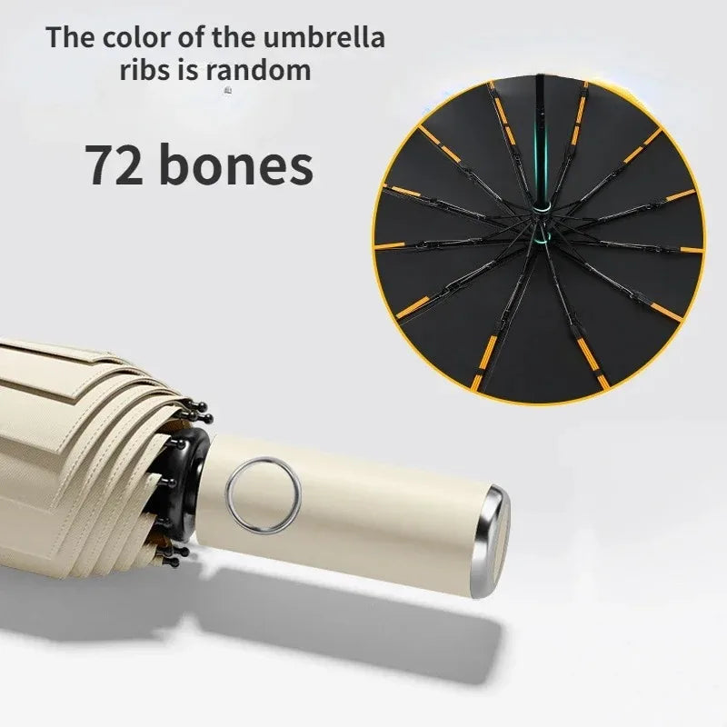 72-Bone Windproof Auto Folding Umbrella – Sun & Rain Windproof Folding Umbrella Qst