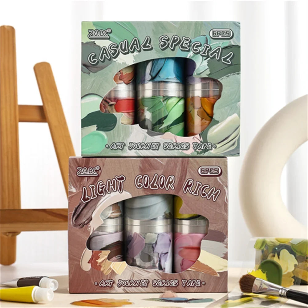 Watercolor Art PET Decorative Tape 6 &amp; 12 Rolls – Journaling Decorative Craft Tape Qme All hot
