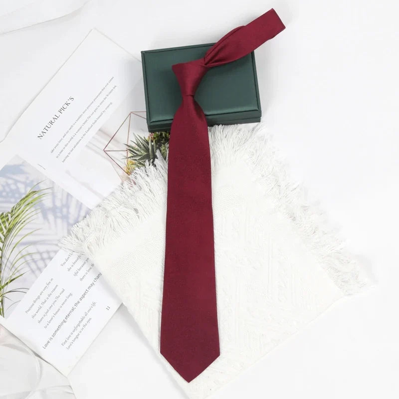 Men's Vintage Burgundy 100% Silk Tie | Luxury Jacquard Necktie Silk Necktie Qme