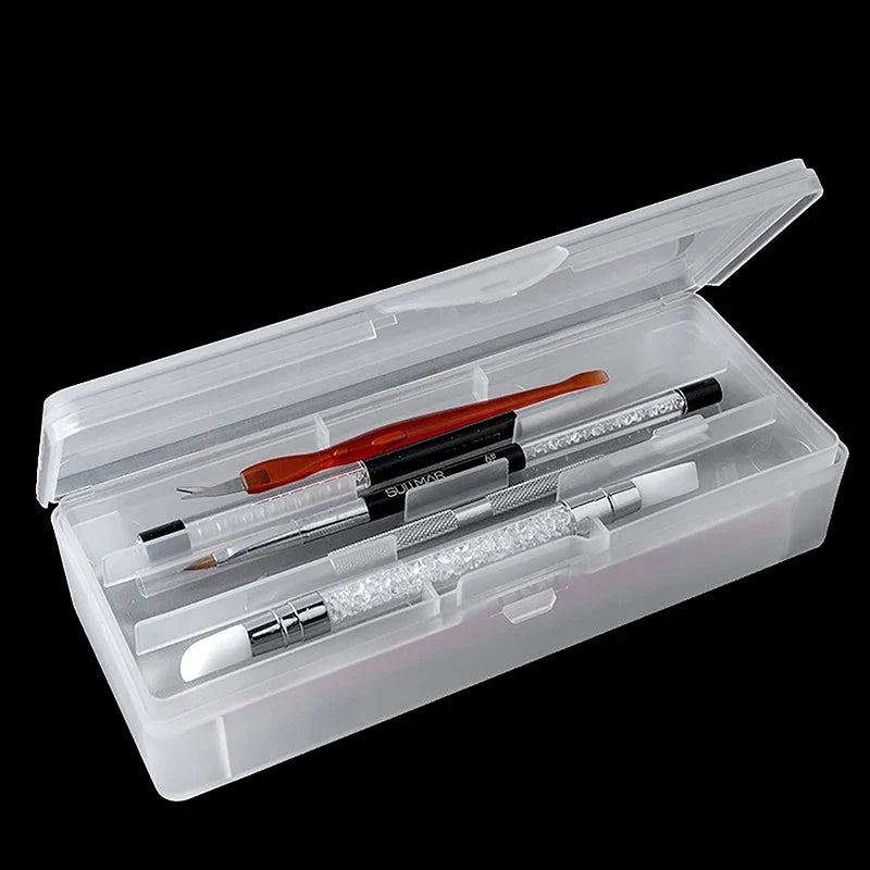 Clear Double-Layer Nail Buffer & File Storage Container Nail Tool Organizer Qme