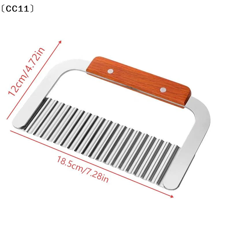 Stainless Steel Crinkle Wavy Potato & Vegetable Cutter Vegetable Crinkle Cutter Qme