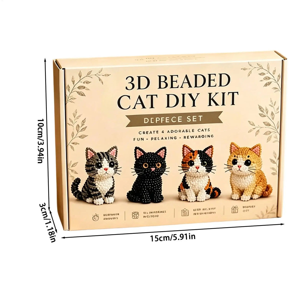 3D Cat DIY Beading Kit – Beginner-Friendly Desk Décor Craft DIY Beading Kit Qme