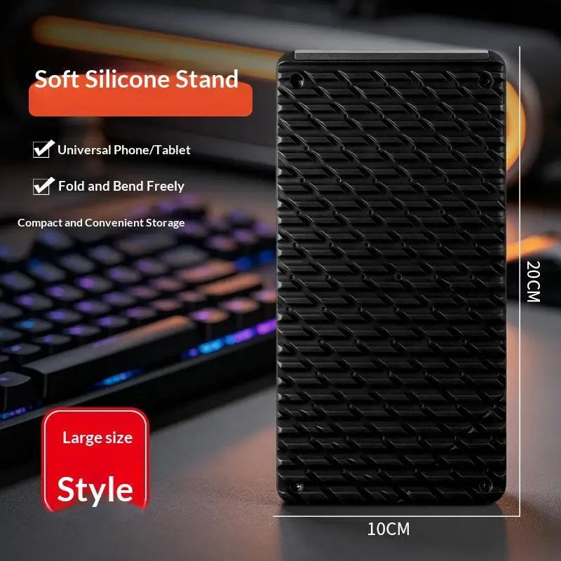 Foldable Non-Slip Silicone Phone Stand | Flexible Desk Holder Phone Stand Qme Black