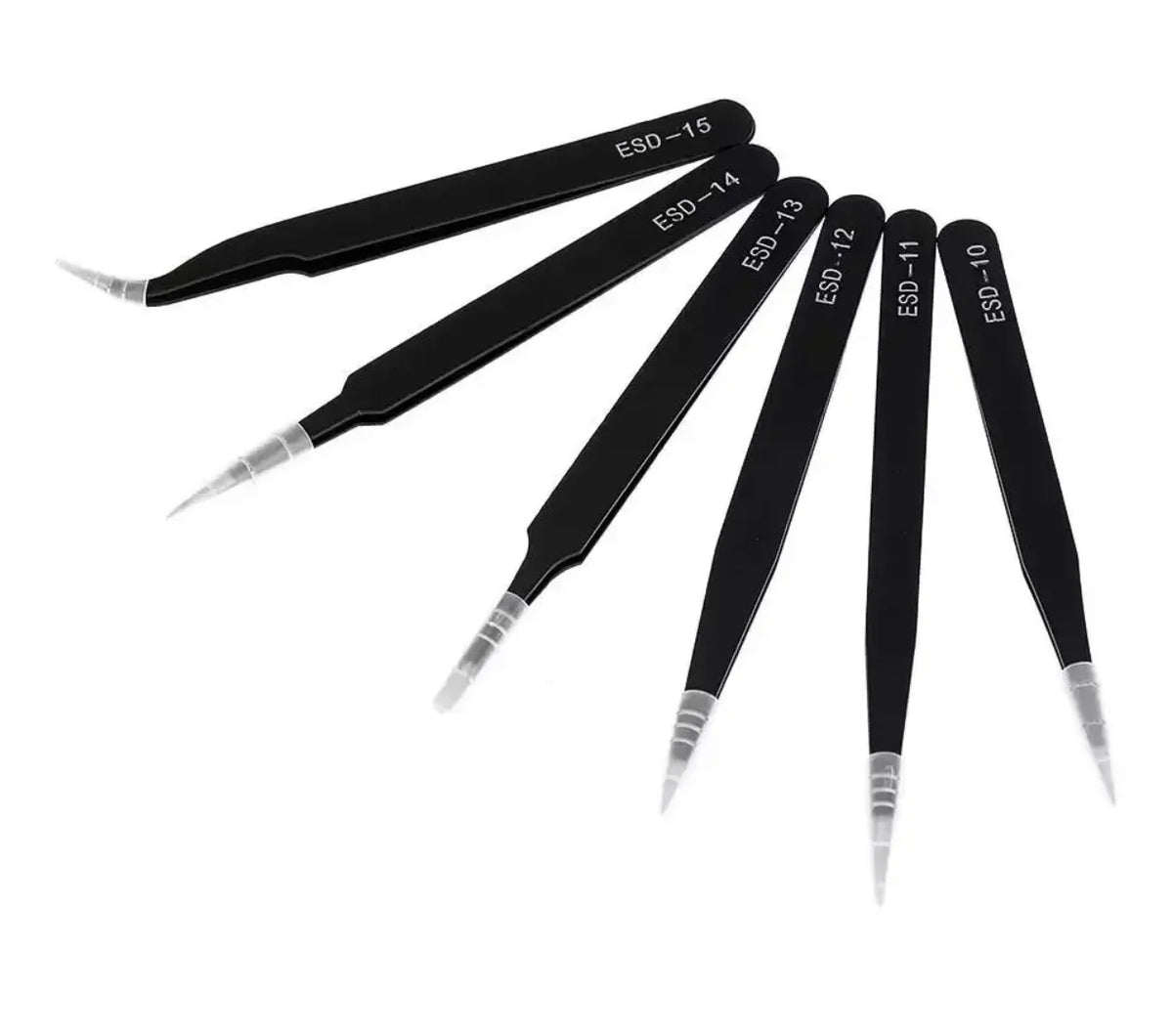 Antistatic Stainless Steel Precision Tweezers Set – 6 Pcs Precision Tweezers Set Qme