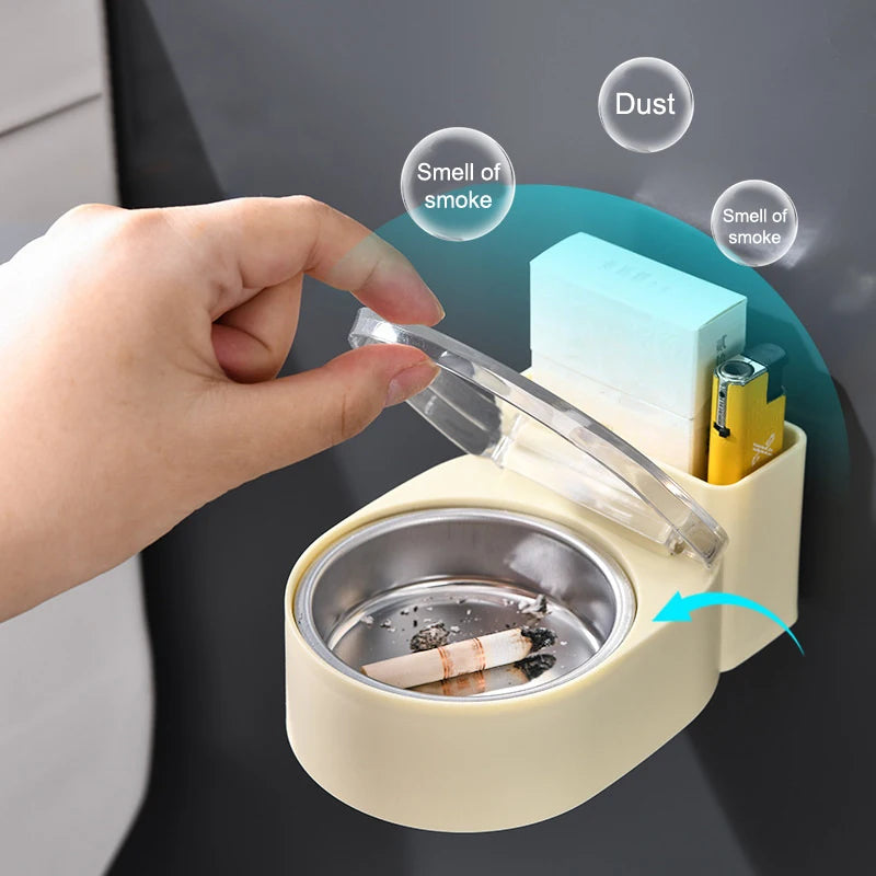 Wall-Mounted Bathroom Ashtray with Lid – Quirky Toilet Design Wall-Mounted Ashtray Qst