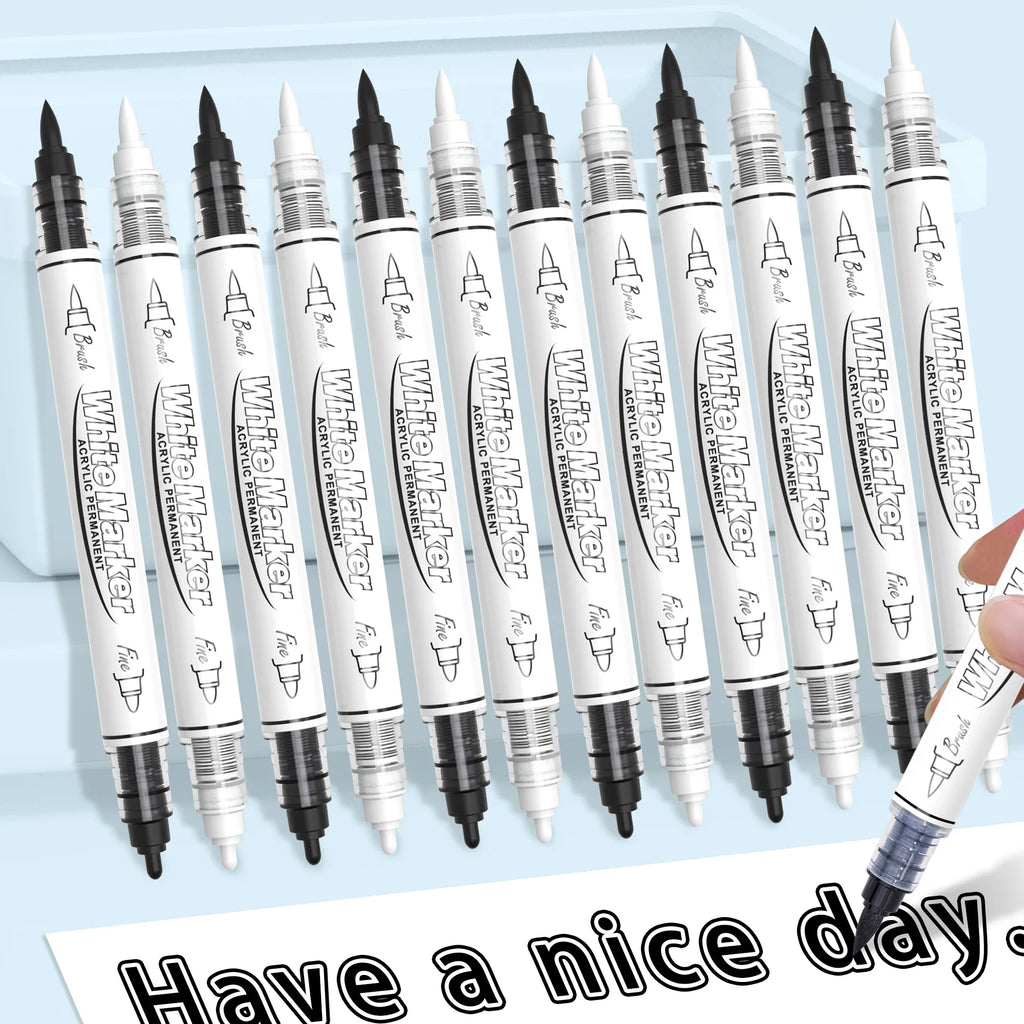 Dual Tip Acrylic Paint Markers for Canvas, Stone & Glass Acrylic Paint Markers Qme
