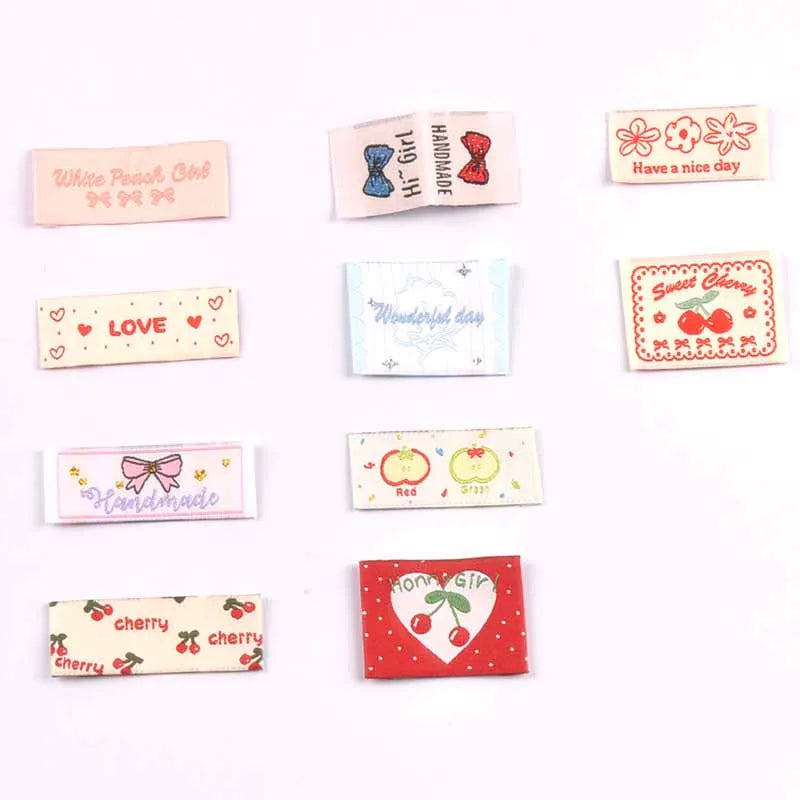 18 Cherry Peach Fabric Sew-On Labels | DIY Craft Tags Fabric Sew-On Labels Qme 18-53mm-mix
