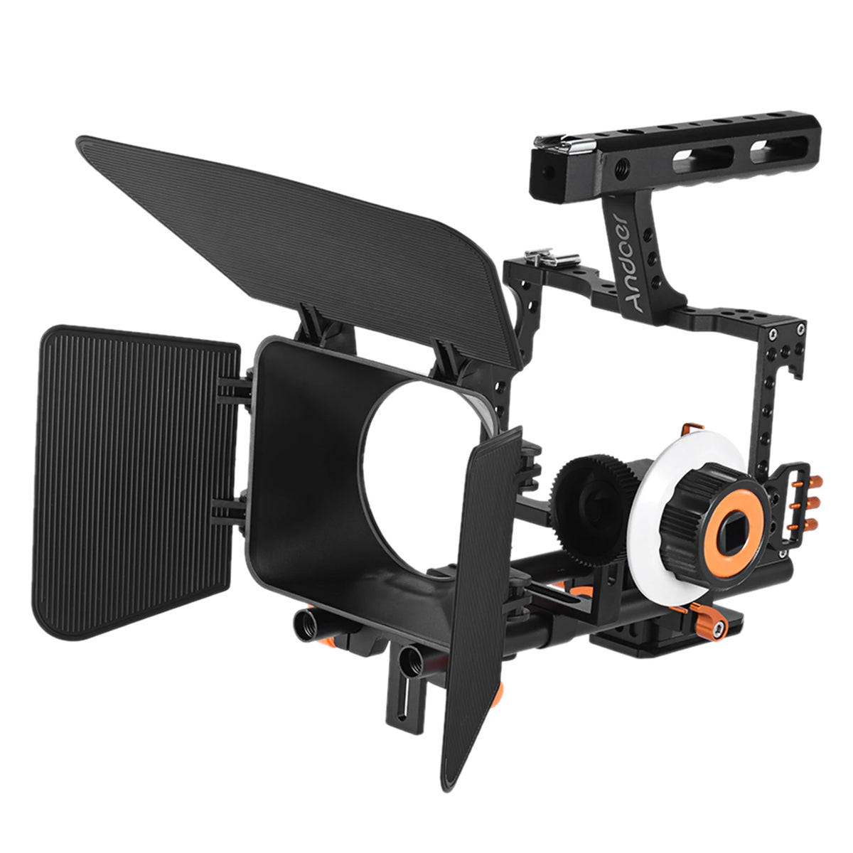Andoer C500 Camera Cage Rig Kit – Follow Focus & Matte Box Camera Cage Rig Kit Qst Orange