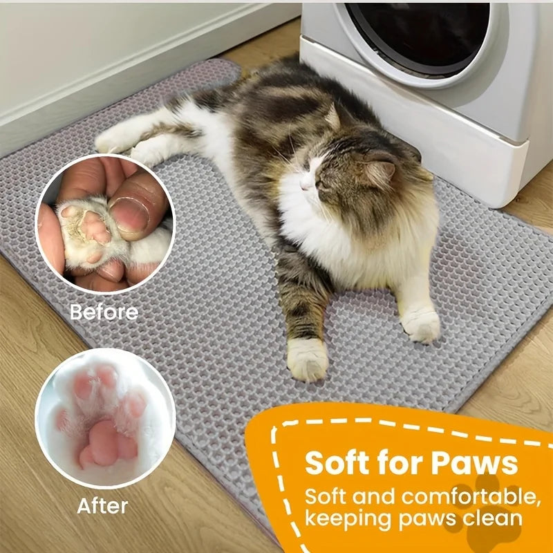 Honeycomb Cat Litter Mat – Double Layer Waterproof EVA Cat Litter Mat Qme