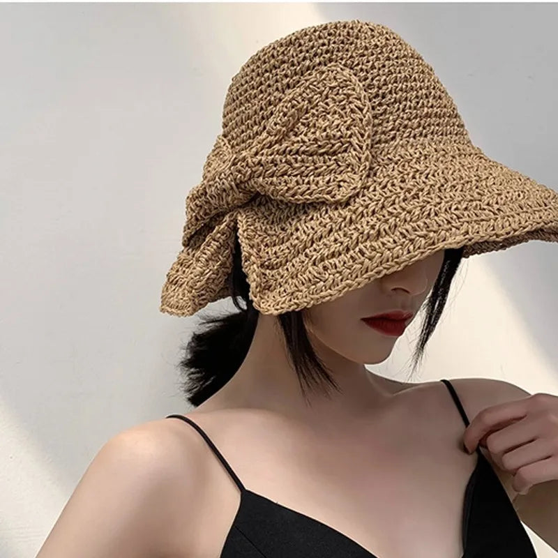 Wide Brim Foldable Straw Sun Hat – Beach & Travel Women Girls Wide Brim Sun Hat Qme
