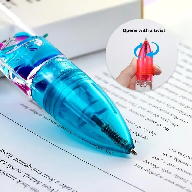 Liquid Motion Bubble Pen Retractable Ballpoint – 6 Colors Novelty Ballpoint Pen Qme