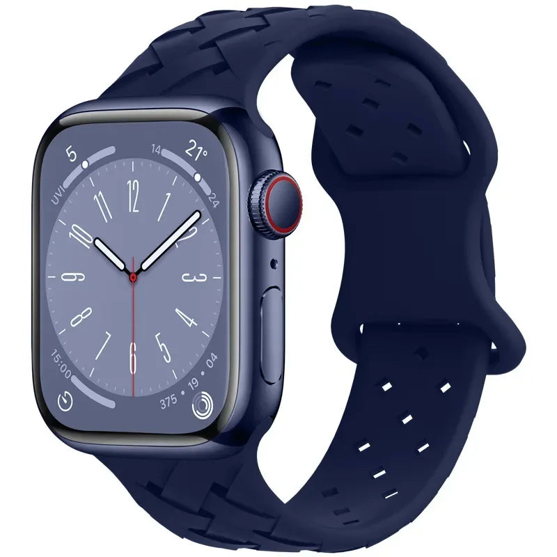 Apple Watch Sport Silicone Woven Loop Band – 16 Colors Watch Band Qme Navy blue 38 40 41mm