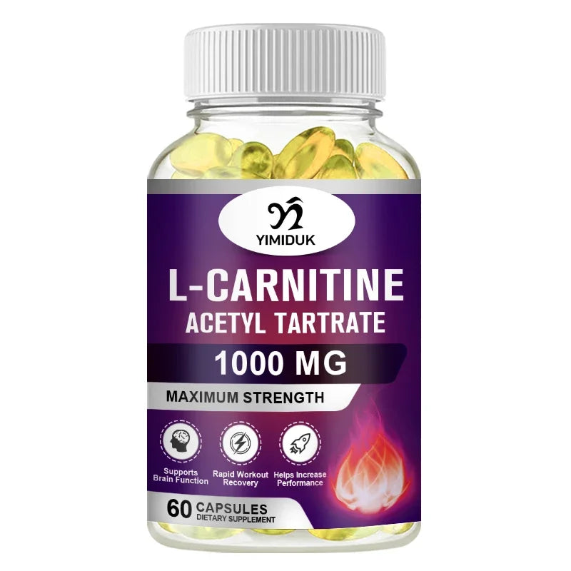 Yimiduk L-Carnitine 1000mg – Energy & Lean Muscle Supplement L-Carnitine Supplement Qst 1 Bottles-60PCS