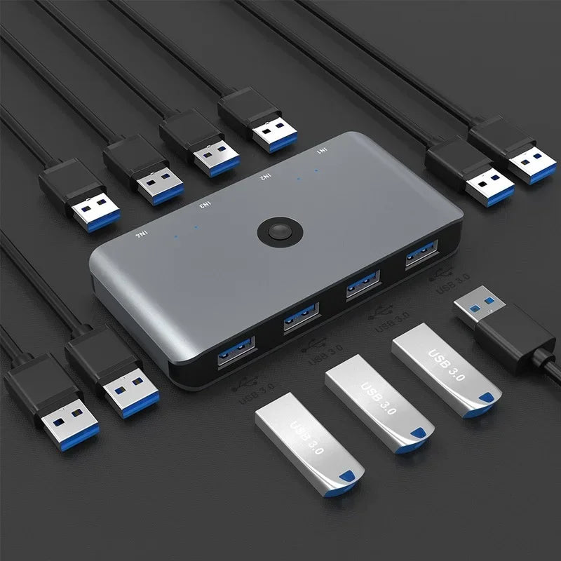 USB 3.0 KVM Switch – Share 4 USB Devices Across 4 Computers KVM USB Switch Qme USB 3.0