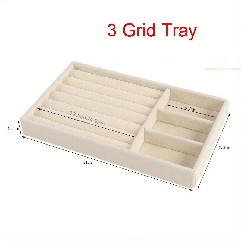 Stackable Velvet Jewelry Organizer Box – Distressed White Jewelry Organizer Box Qme
