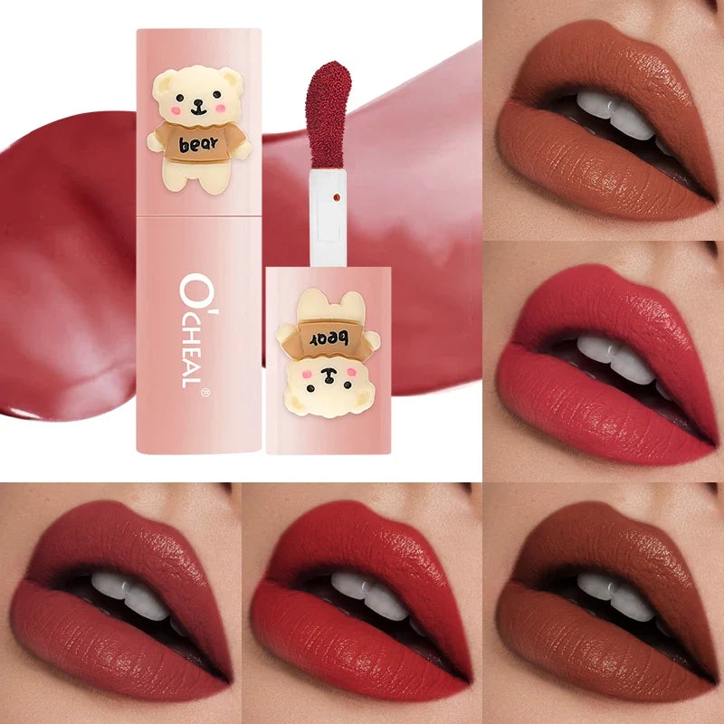 Teddy Bear Matte Lip Gloss – Waterproof & Long-Lasting | Qme Matte Lip Gloss Qme